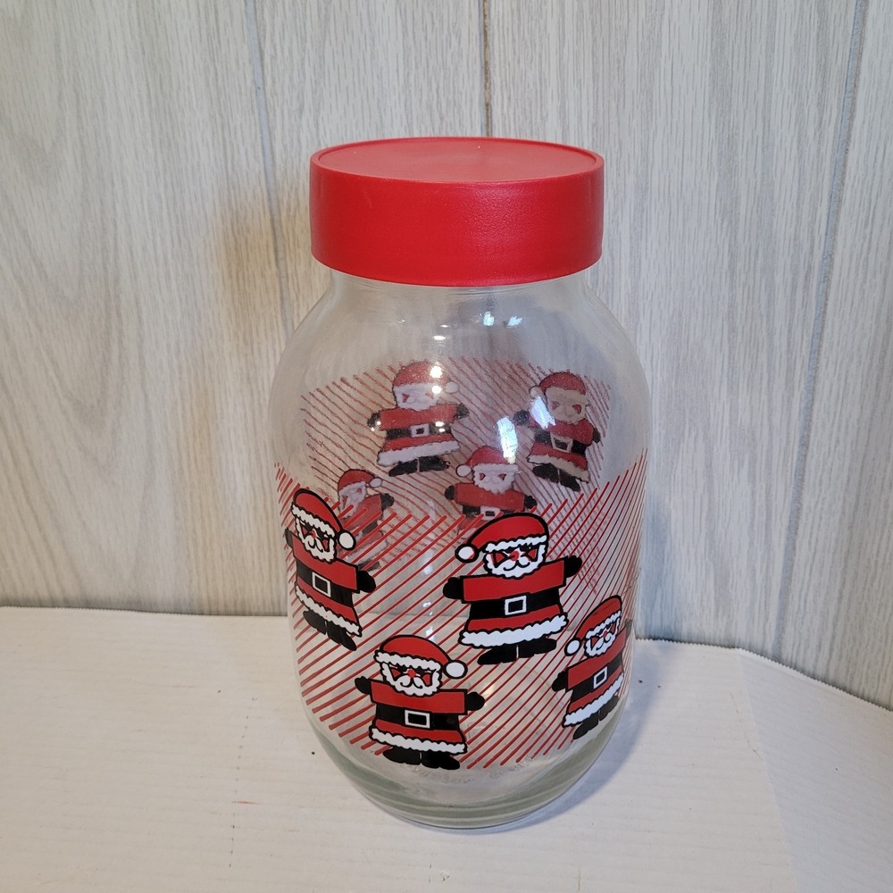 Carlton Glass 3L Santa Claus Lidded Storage Canister Jar Container Christmas USA